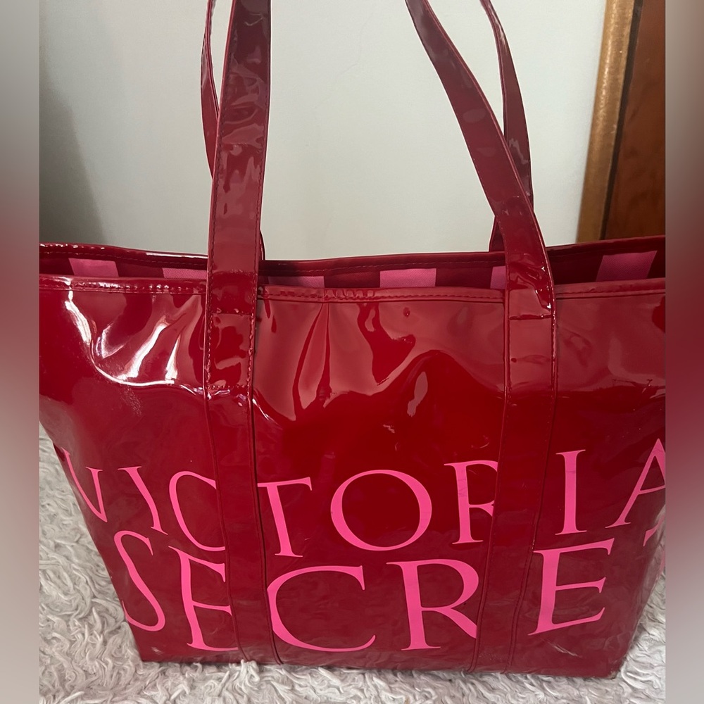 Victoria's Secret Glossy Red Tote - Picture 6 of 6